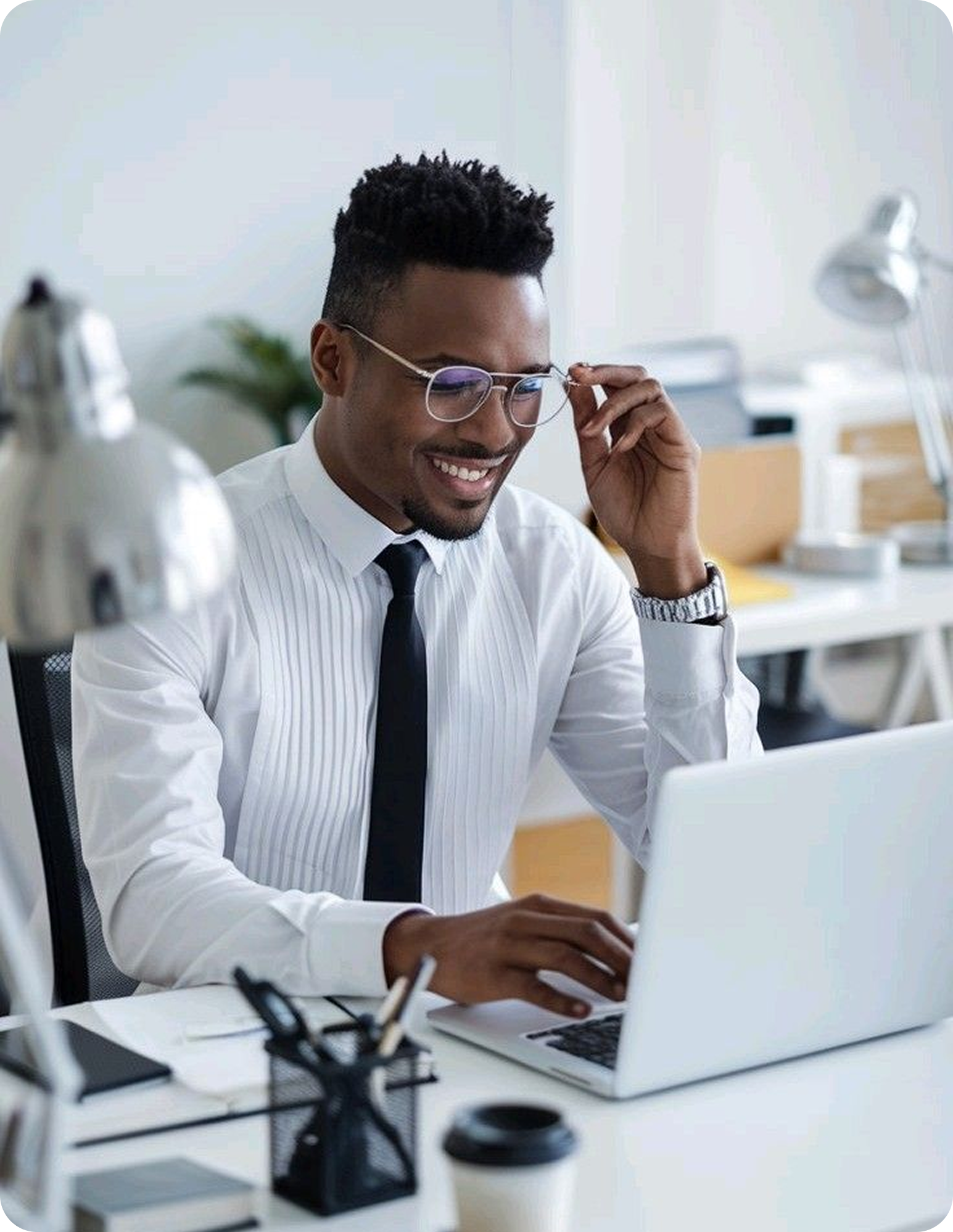 Professional working at a laptop