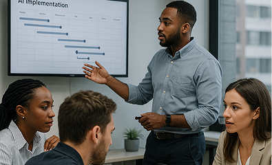 Illustration of streamlined AI implementation process