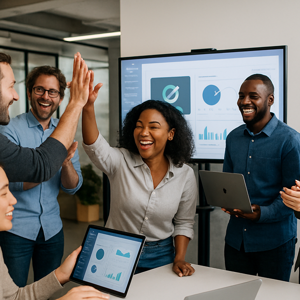 Team collaborating on a digital transformation project