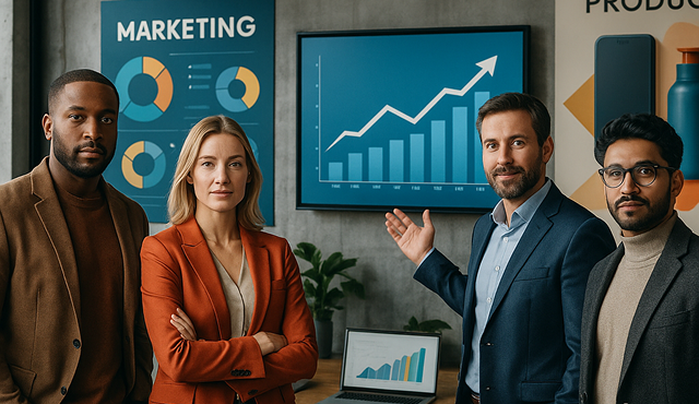 Team collaborating on digital marketing strategy