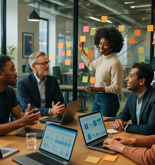 Teams collaborating on startup and enterprise solutions