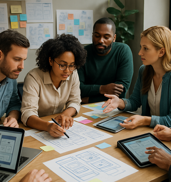 Team collaborating in a co-creation workshop